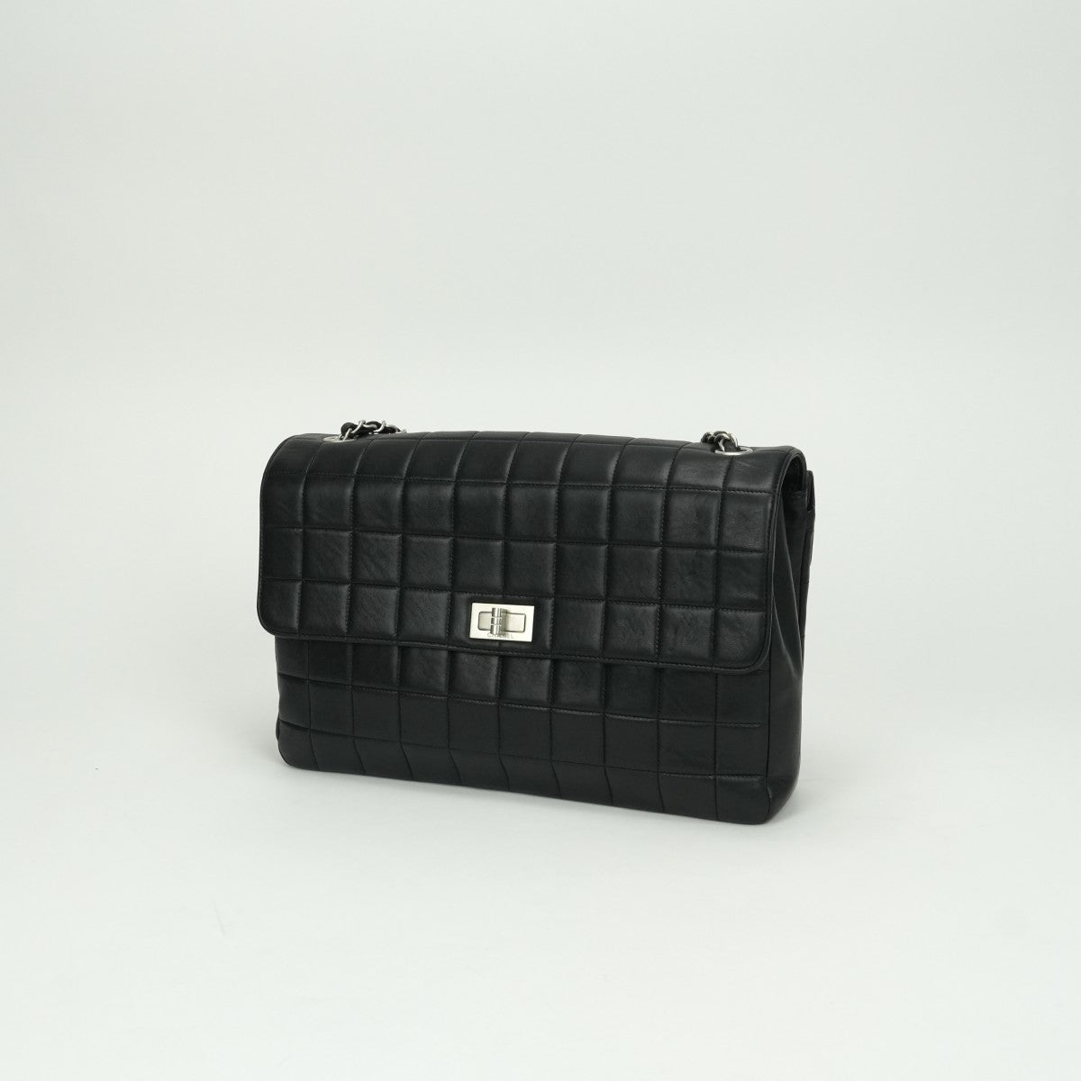 シャネル CHANEL チョコバー 2.55 バッグ ショルダーバッグ ラムスキン ブラック Black 黒 シルバー金具 シングルフラップ シングルチェーン 2.55