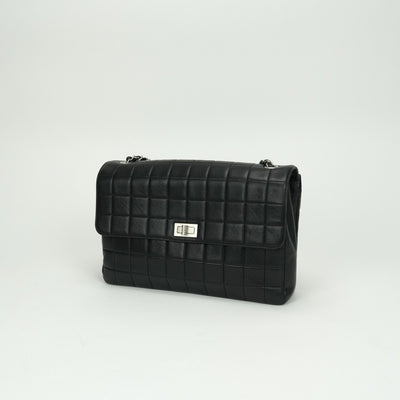シャネル CHANEL チョコバー 2.55 バッグ ショルダーバッグ ラムスキン ブラック Black 黒 シルバー金具 シングルフラップ シングルチェーン 2.55