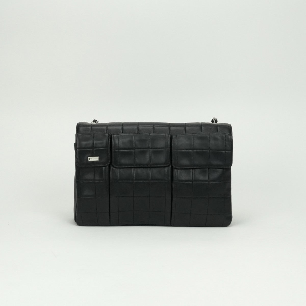 シャネル CHANEL チョコバー 2.55 バッグ ショルダーバッグ ラムスキン ブラック Black 黒 シルバー金具 シングルフラップ シングルチェーン 2.55