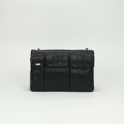 シャネル CHANEL チョコバー 2.55 バッグ ショルダーバッグ ラムスキン ブラック Black 黒 シルバー金具 シングルフラップ シングルチェーン 2.55