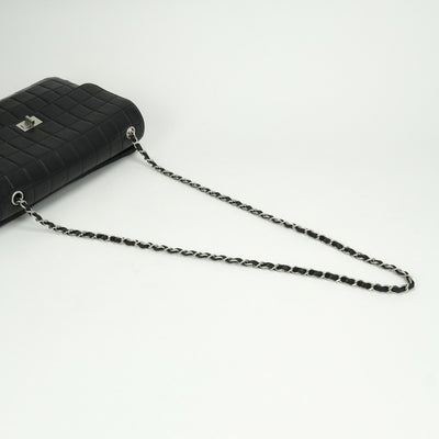 シャネル CHANEL チョコバー 2.55 バッグ ショルダーバッグ ラムスキン ブラック Black 黒 シルバー金具 シングルフラップ シングルチェーン 2.55