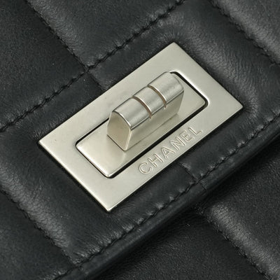 シャネル CHANEL チョコバー 2.55 バッグ ショルダーバッグ ラムスキン ブラック Black 黒 シルバー金具 シングルフラップ シングルチェーン 2.55