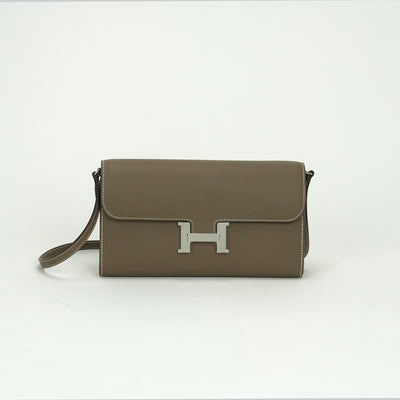 エルメス HERMES コンスタンスロングトゥーゴー コンスタンストゥーゴー 財布 長財布 ロングウォレット エプソン エトゥープ Etoupe グレー gray シルバー金具 ヴォーエプソン ショルダーウォレット
