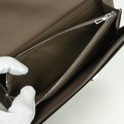 エルメス HERMES コンスタンスロングトゥーゴー コンスタンストゥーゴー 財布 長財布 ロングウォレット エプソン エトゥープ Etoupe グレー gray シルバー金具 ヴォーエプソン ショルダーウォレット