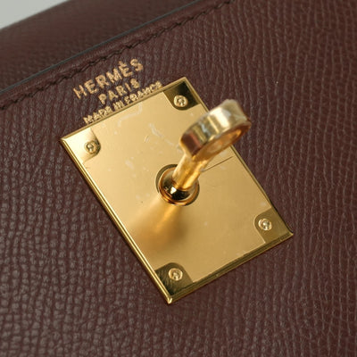 HERMES 爱马仕 Kelly 28 Kelly 28 包袋 手提包 单肩包 Couche Belle Havane 棕色 棕色金色五金手提包 2Way 内部缝制