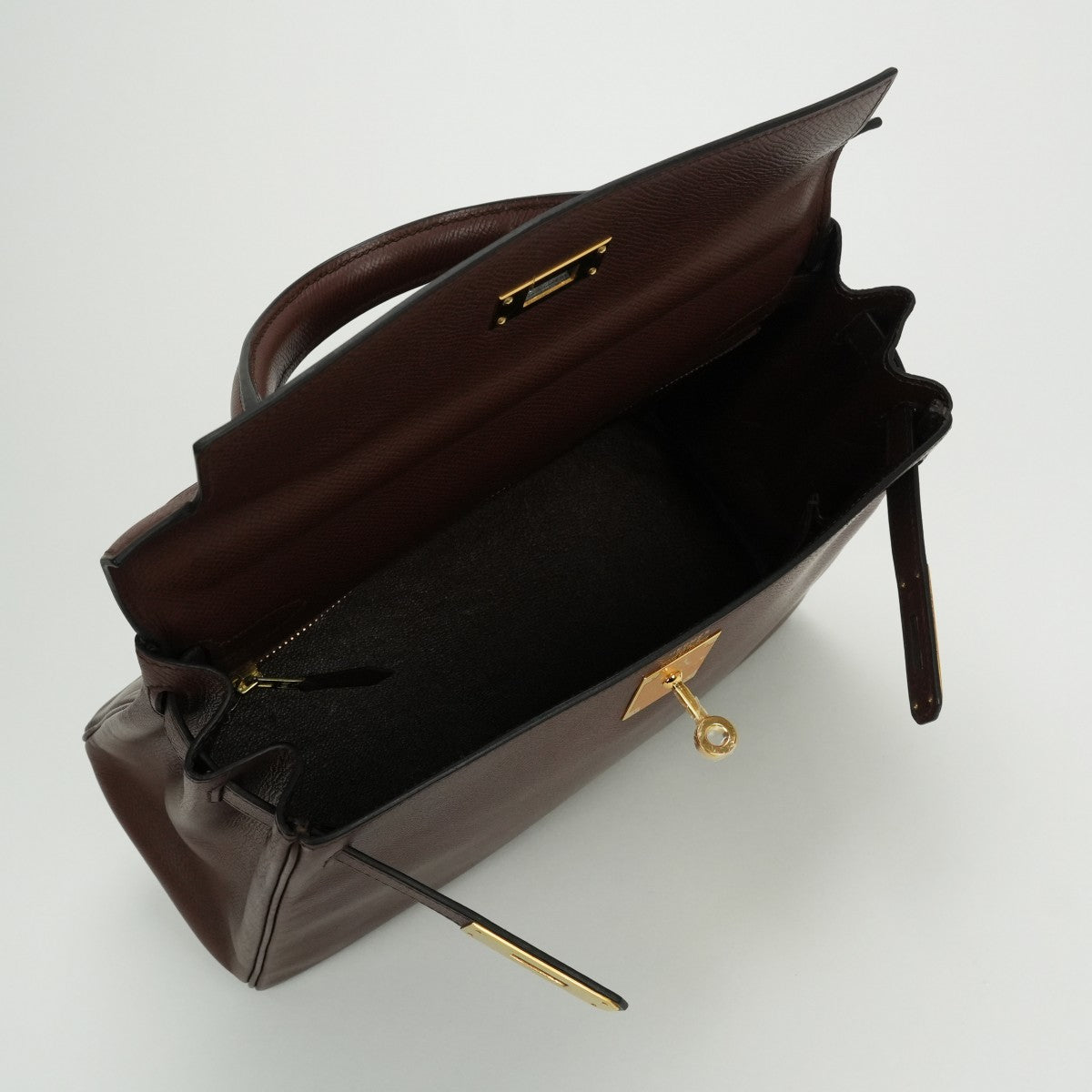 HERMES 爱马仕 Kelly 28 Kelly 28 包袋 手提包 单肩包 Couche Belle Havane 棕色 棕色金色五金手提包 2Way 内部缝制