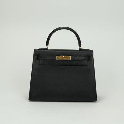 エルメス HERMES ケリー28 ケリー 28 バッグ トートバッグ ショルダーバッグ アルデンヌ ノワール noir ブラック Black 黒 ゴールド金具 ハンドバッグ ショルダーバッグ