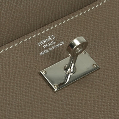 エルメス HERMES ケリーウォレット ケリーウォレットロング 財布 長財布 ロングウォレット エプソン エトゥープ Etoupe グレー Gray シルバー金具 ヴォーエプソン