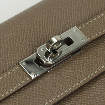 エルメス HERMES ケリーウォレット ケリーウォレットロング 財布 長財布 ロングウォレット エプソン エトゥープ Etoupe グレー Gray シルバー金具 ヴォーエプソン