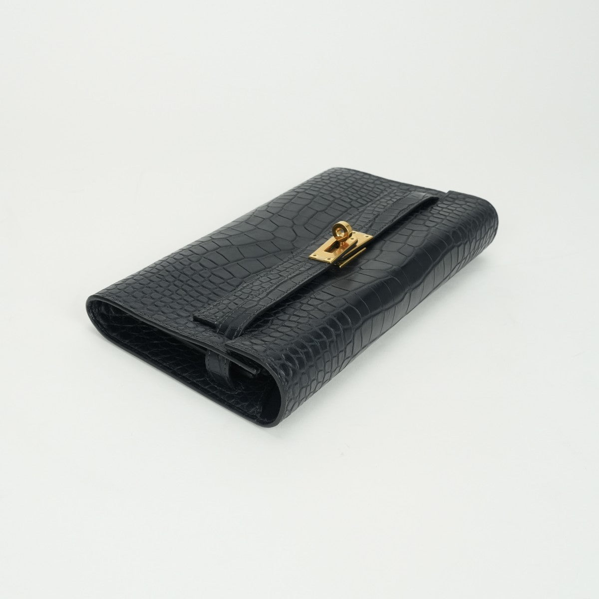HERMES 爱马仕 Kelly wallet to go Kelly wallet 长时间的钱包长钱包长钱包鳄鱼鳄鱼蓝菜蓝因海军海军金属金属配件