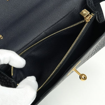 HERMES 爱马仕 Kelly wallet to go Kelly wallet 长时间的钱包长钱包长钱包鳄鱼鳄鱼蓝菜蓝因海军海军金属金属配件