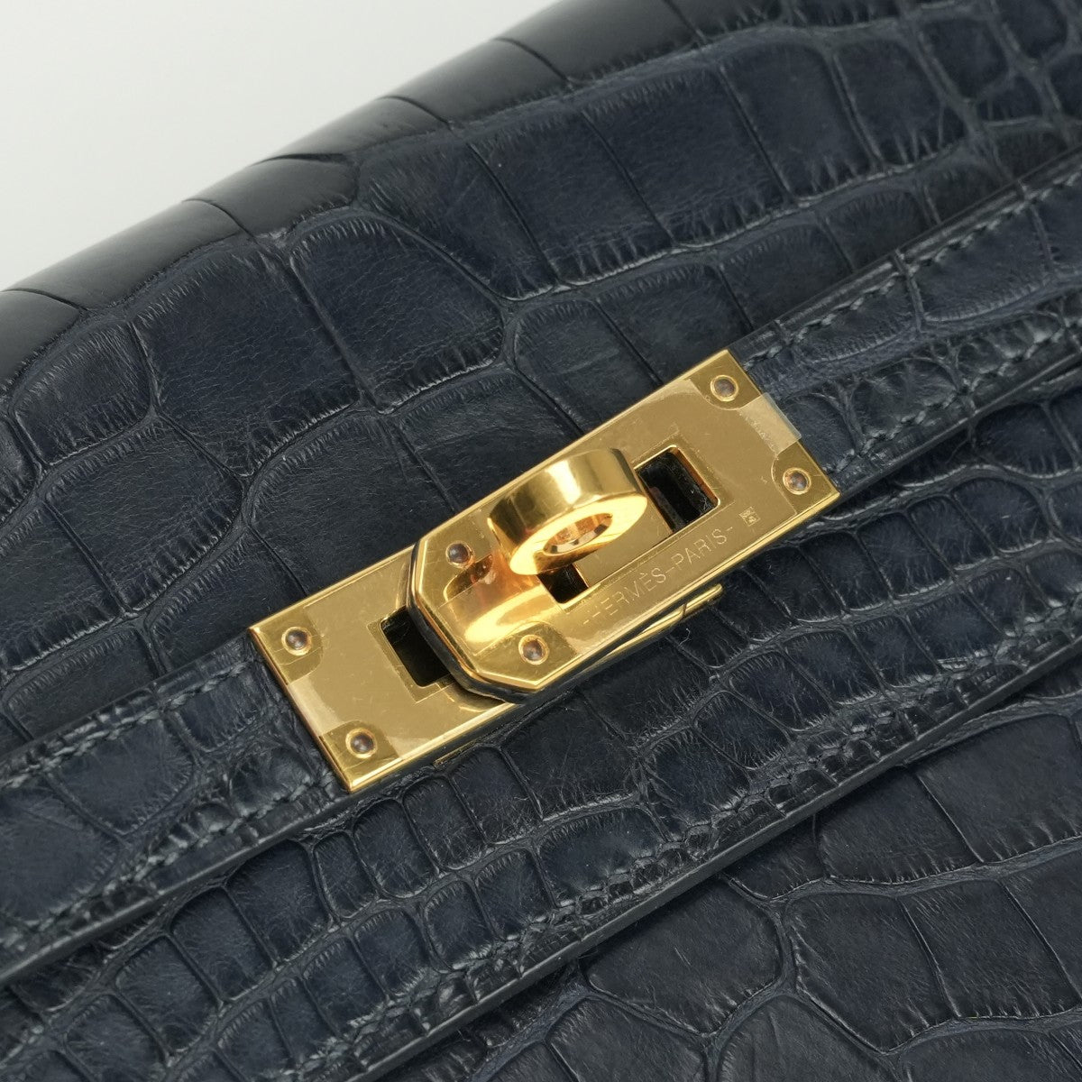 HERMES 爱马仕 Kelly wallet to go Kelly wallet 长时间的钱包长钱包长钱包鳄鱼鳄鱼蓝菜蓝因海军海军金属金属配件