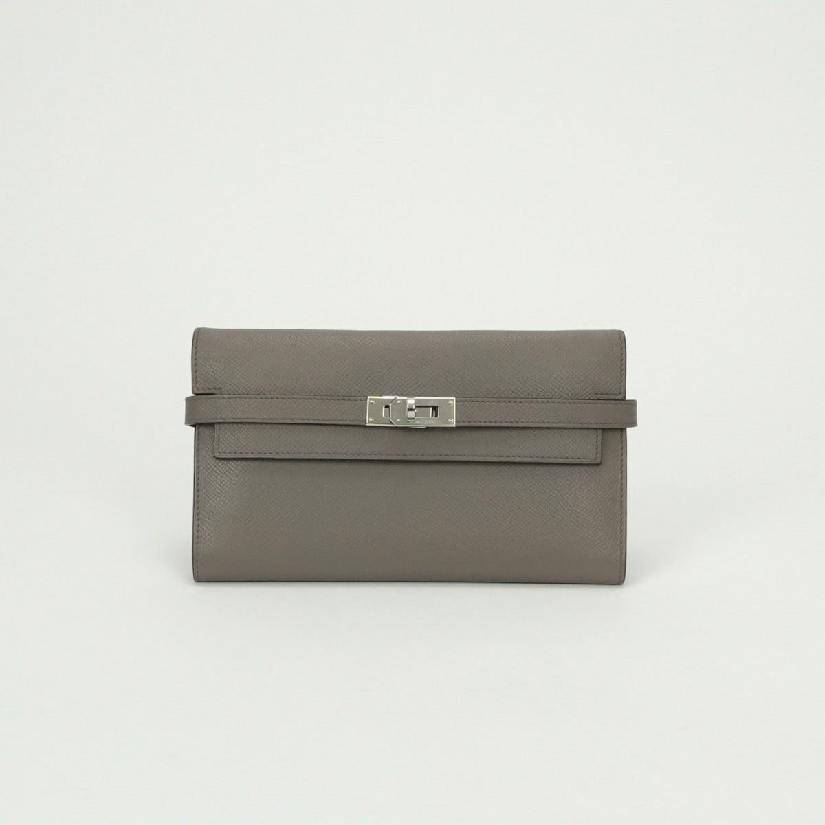 エルメス HERMES ケリーウォレット ケリーウォレットロング 財布 長財布 ロングウォレット エプソン エタン Etain グレー Gray シルバー金具 ヴォーエプソン