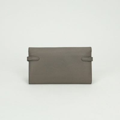 エルメス HERMES ケリーウォレット ケリーウォレットロング 財布 長財布 ロングウォレット エプソン エタン Etain グレー Gray シルバー金具 ヴォーエプソン