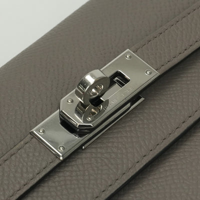 エルメス HERMES ケリーウォレット ケリーウォレットロング 財布 長財布 ロングウォレット エプソン エタン Etain グレー Gray シルバー金具 ヴォーエプソン