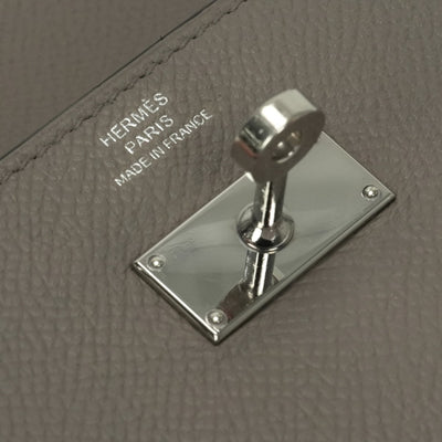 エルメス HERMES ケリーウォレット ケリーウォレットロング 財布 長財布 ロングウォレット エプソン エタン Etain グレー Gray シルバー金具 ヴォーエプソン