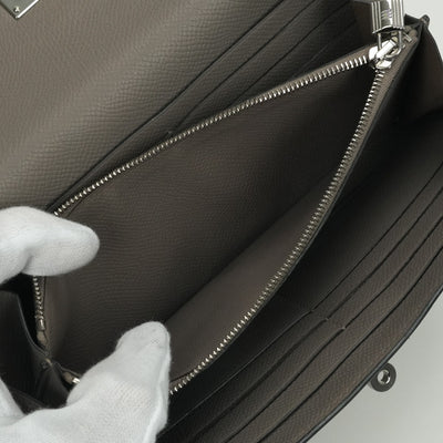 エルメス HERMES ケリーウォレット ケリーウォレットロング 財布 長財布 ロングウォレット エプソン エタン Etain グレー Gray シルバー金具 ヴォーエプソン