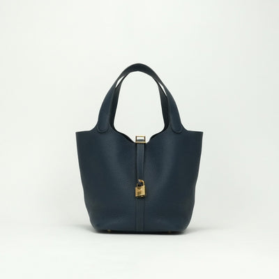 エルメス HERMES ピコタンロックMM ピコタンロック MM ピコタンロック22 バッグ トートバッグ トリヨンクレマンス ブルードプリュス Bluedeprusse ダークブルー 紺 ゴールド金具