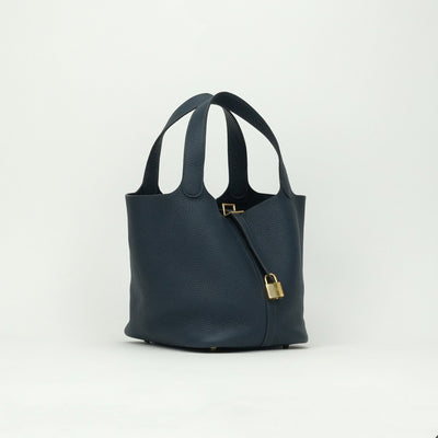 エルメス HERMES ピコタンロックMM ピコタンロック MM ピコタンロック22 バッグ トートバッグ トリヨンクレマンス ブルードプリュス Bluedeprusse ダークブルー 紺 ゴールド金具
