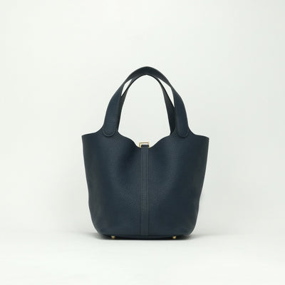 エルメス HERMES ピコタンロックMM ピコタンロック MM ピコタンロック22 バッグ トートバッグ トリヨンクレマンス ブルードプリュス Bluedeprusse ダークブルー 紺 ゴールド金具