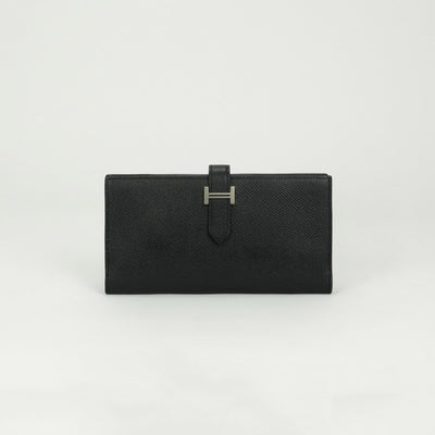 エルメス HERMES ベアンスフレ ベアン スフレ 財布 長財布 ロングウォレット エプソン ノワール Noir ブラック Black 黒 シルバー金具 ヴォーエプソン