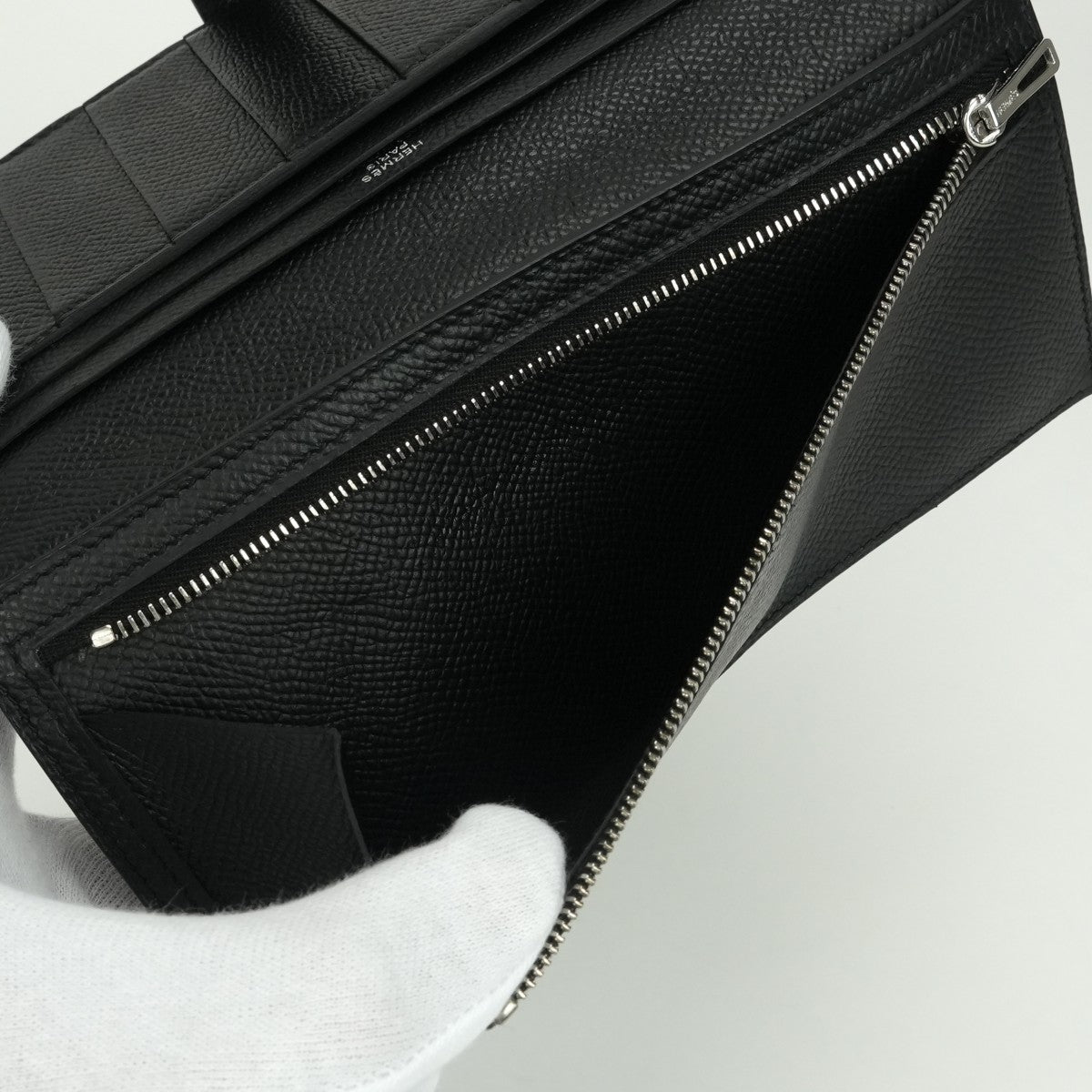 エルメス HERMES ベアンスフレ ベアン スフレ 財布 長財布 ロングウォレット エプソン ノワール Noir ブラック Black 黒 シルバー金具 ヴォーエプソン
