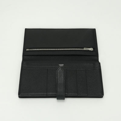 エルメス HERMES ベアンスフレ ベアン スフレ 財布 長財布 ロングウォレット エプソン ノワール Noir ブラック Black 黒 シルバー金具 ヴォーエプソン