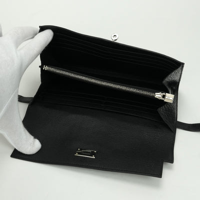 エルメス HERMES ケリーウォレット ケリーウォレットロング 財布 長財布 ロングウォレット アリゲーター クロコダイル ノワール Noir ブラック black 黒 シルバー金具 エキゾチック マットアリゲーター　ロングウォレット