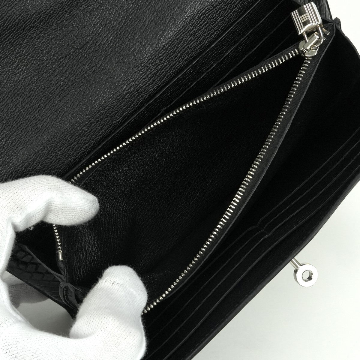 エルメス HERMES ケリーウォレット ケリーウォレットロング 財布 長財布 ロングウォレット アリゲーター クロコダイル ノワール Noir ブラック black 黒 シルバー金具 エキゾチック マットアリゲーター　ロングウォレット