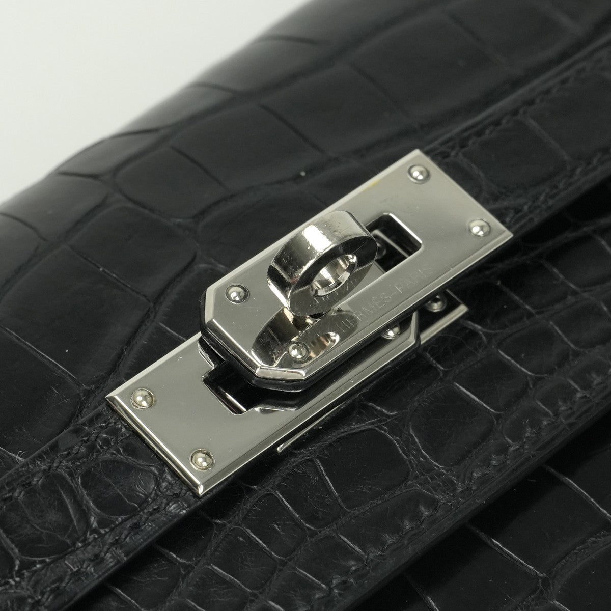 エルメス HERMES ケリーウォレット ケリーウォレットロング 財布 長財布 ロングウォレット アリゲーター クロコダイル ノワール Noir ブラック black 黒 シルバー金具 エキゾチック マットアリゲーター　ロングウォレット