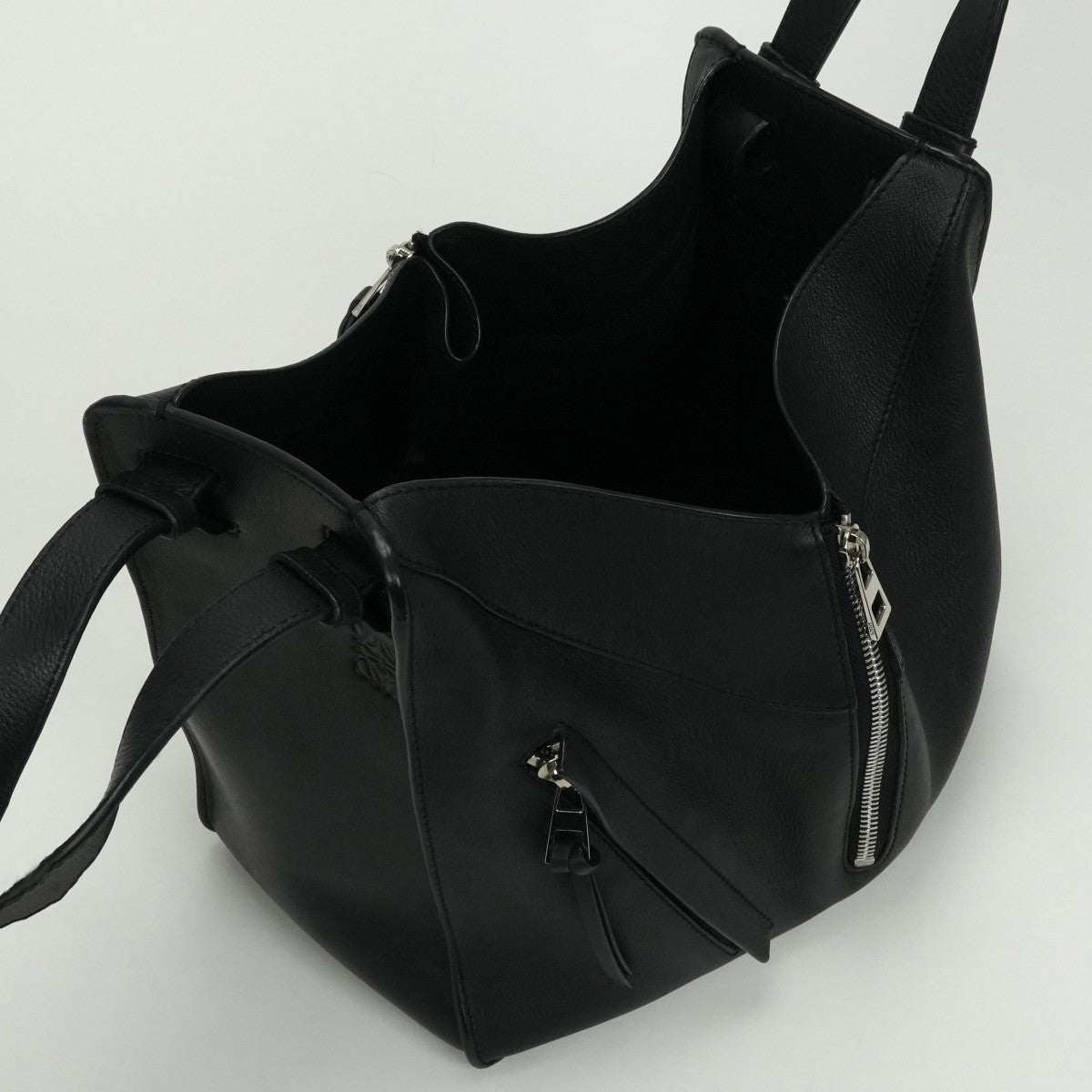 LOEWE LOEWE 해먹 작은 가방 토트 백 레더 블랙 흑실버 하드웨어 핸드백