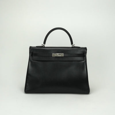エルメス HERMES ケリー35 ケリー 35 バッグ トートバッグ ショルダーバッグ ボックスカーフ ノワール Noir ブラック Black 黒 シルバー金具 内縫い ハンドバッグ 2WAYバッグ V字金具