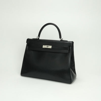 エルメス HERMES ケリー35 ケリー 35 バッグ トートバッグ ショルダーバッグ ボックスカーフ ノワール Noir ブラック Black 黒 シルバー金具 内縫い ハンドバッグ 2WAYバッグ V字金具