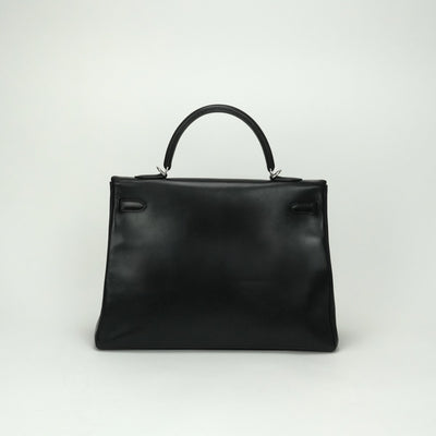 エルメス HERMES ケリー35 ケリー 35 バッグ トートバッグ ショルダーバッグ ボックスカーフ ノワール Noir ブラック Black 黒 シルバー金具 内縫い ハンドバッグ 2WAYバッグ V字金具