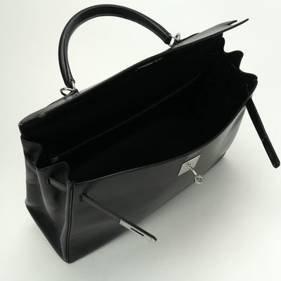 エルメス HERMES ケリー35 ケリー 35 バッグ トートバッグ ショルダーバッグ ボックスカーフ ノワール Noir ブラック Black 黒 シルバー金具 内縫い ハンドバッグ 2WAYバッグ V字金具