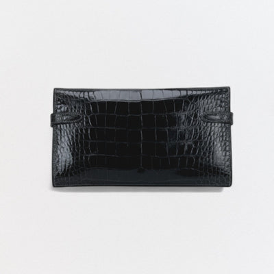 エルメス HERMES ケリーウォレット ケリーウォレットロング 財布 長財布 ロングウォレット アリゲーター クロコダイル グラファイト Graphite グレー Gray シルバー金具