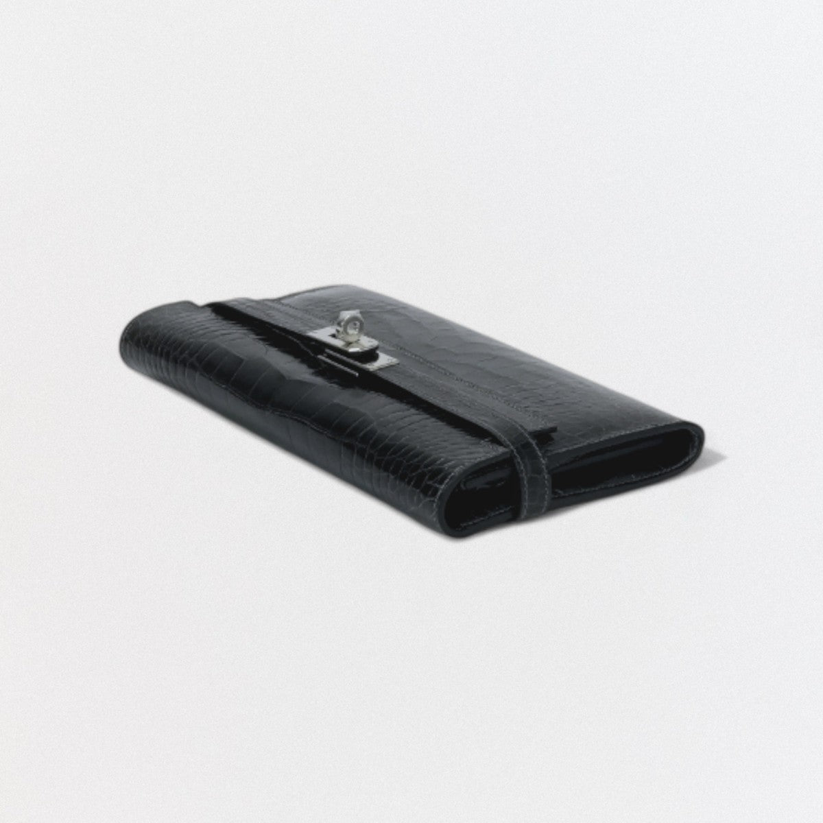 エルメス HERMES ケリーウォレット ケリーウォレットロング 財布 長財布 ロングウォレット アリゲーター クロコダイル グラファイト Graphite グレー Gray シルバー金具