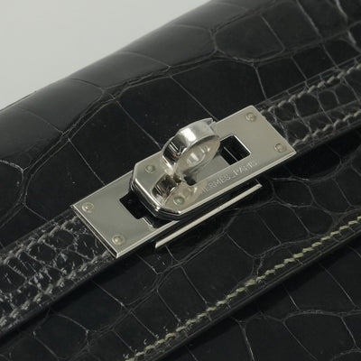 エルメス HERMES ケリーウォレット ケリーウォレットロング 財布 長財布 ロングウォレット アリゲーター クロコダイル グラファイト Graphite グレー Gray シルバー金具