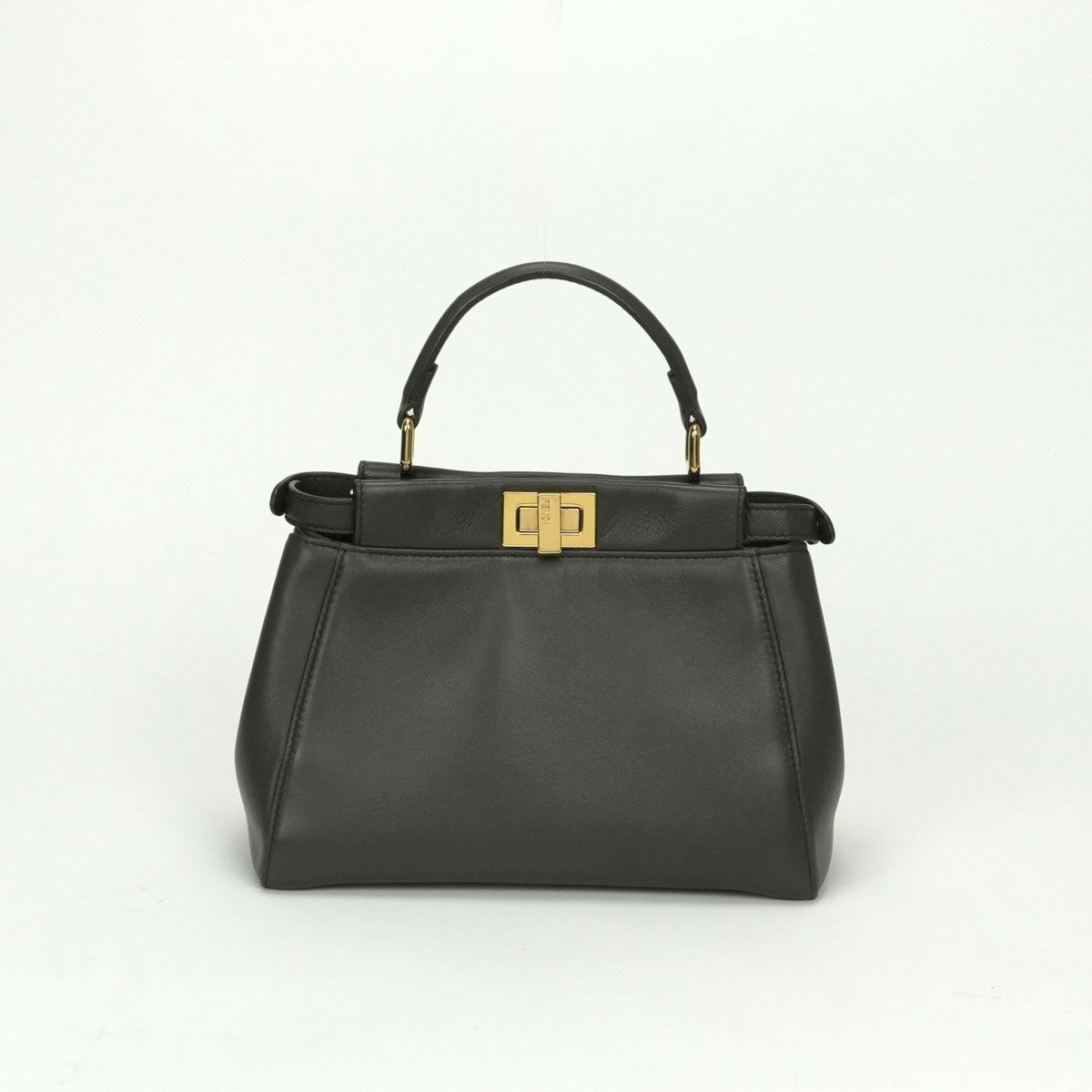 フェンディ FENDI ピーカブー スモール ミニピーカブー ピーカブーミニ バッグ トートバッグ ショルダーバッグ レザー チャコール グレー Gray ゴールド金具 ハンドバッグ 2WAY
