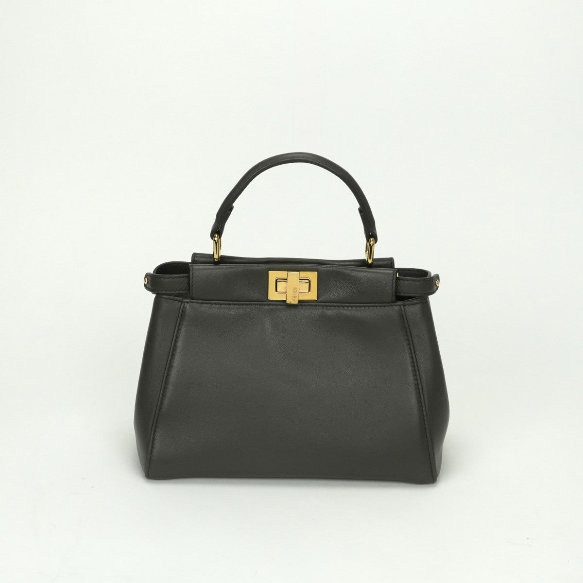 フェンディ FENDI ピーカブー スモール ミニピーカブー ピーカブーミニ バッグ トートバッグ ショルダーバッグ レザー チャコール グレー Gray ゴールド金具 ハンドバッグ 2WAY