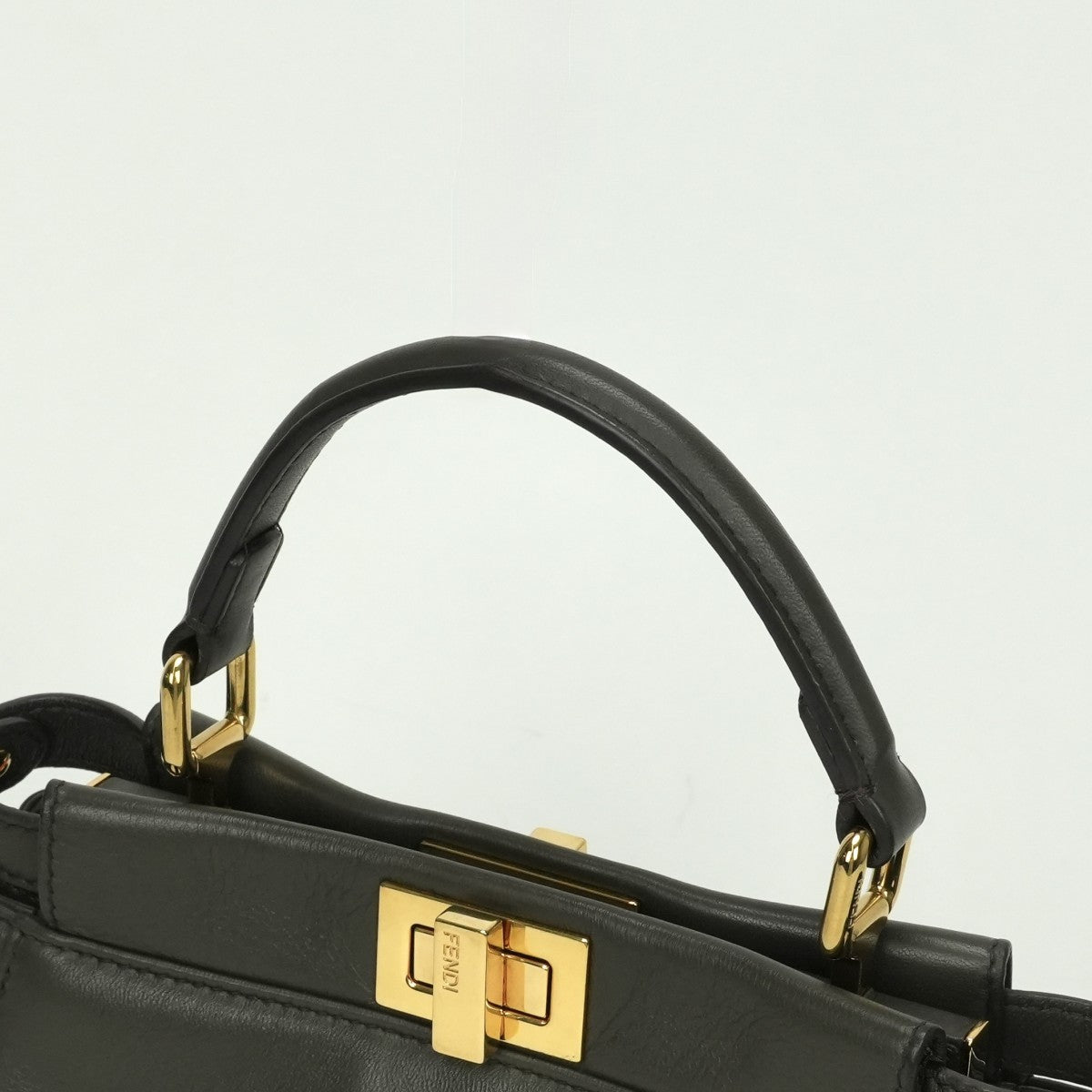 フェンディ FENDI ピーカブー スモール ミニピーカブー ピーカブーミニ バッグ トートバッグ ショルダーバッグ レザー チャコール グレー Gray ゴールド金具 ハンドバッグ 2WAY