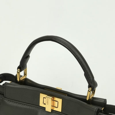 フェンディ FENDI ピーカブー スモール ミニピーカブー ピーカブーミニ バッグ トートバッグ ショルダーバッグ レザー チャコール グレー Gray ゴールド金具 ハンドバッグ 2WAY