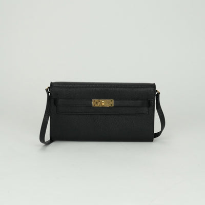 エルメス HERMES ケリーウォレットトゥーゴー ケリーウォレット トゥーゴー シェブルミゾル 財布 長財布 ロングウォレット シェーブル ノワール noir ブラック black 黒 ゴールド金具 ショルダーウォレット
