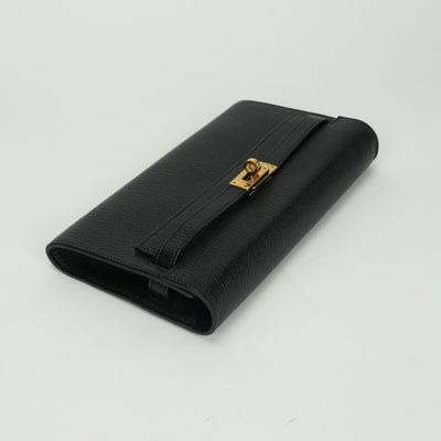 エルメス HERMES ケリーウォレットトゥーゴー ケリーウォレット トゥーゴー シェブルミゾル 財布 長財布 ロングウォレット シェーブル ノワール noir ブラック black 黒 ゴールド金具 ショルダーウォレット