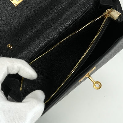 エルメス HERMES ケリーウォレットトゥーゴー ケリーウォレット トゥーゴー シェブルミゾル 財布 長財布 ロングウォレット シェーブル ノワール noir ブラック black 黒 ゴールド金具 ショルダーウォレット