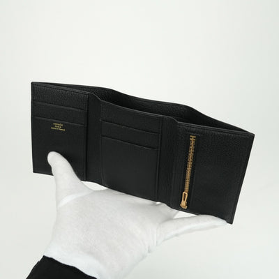 エルメス HERMES ベアンコンビネ ベアン 財布 三つ折り財布 ミニ財布 ミニウォレット シェブルミゾル ノワール noir ブラック black 黒 ゴールド金具 シェーブル