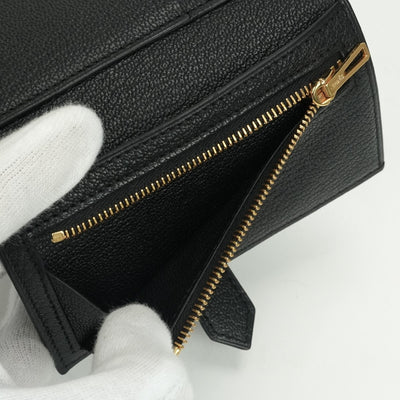 エルメス HERMES ベアンコンビネ ベアン 財布 三つ折り財布 ミニ財布 ミニウォレット シェブルミゾル ノワール noir ブラック black 黒 ゴールド金具 シェーブル