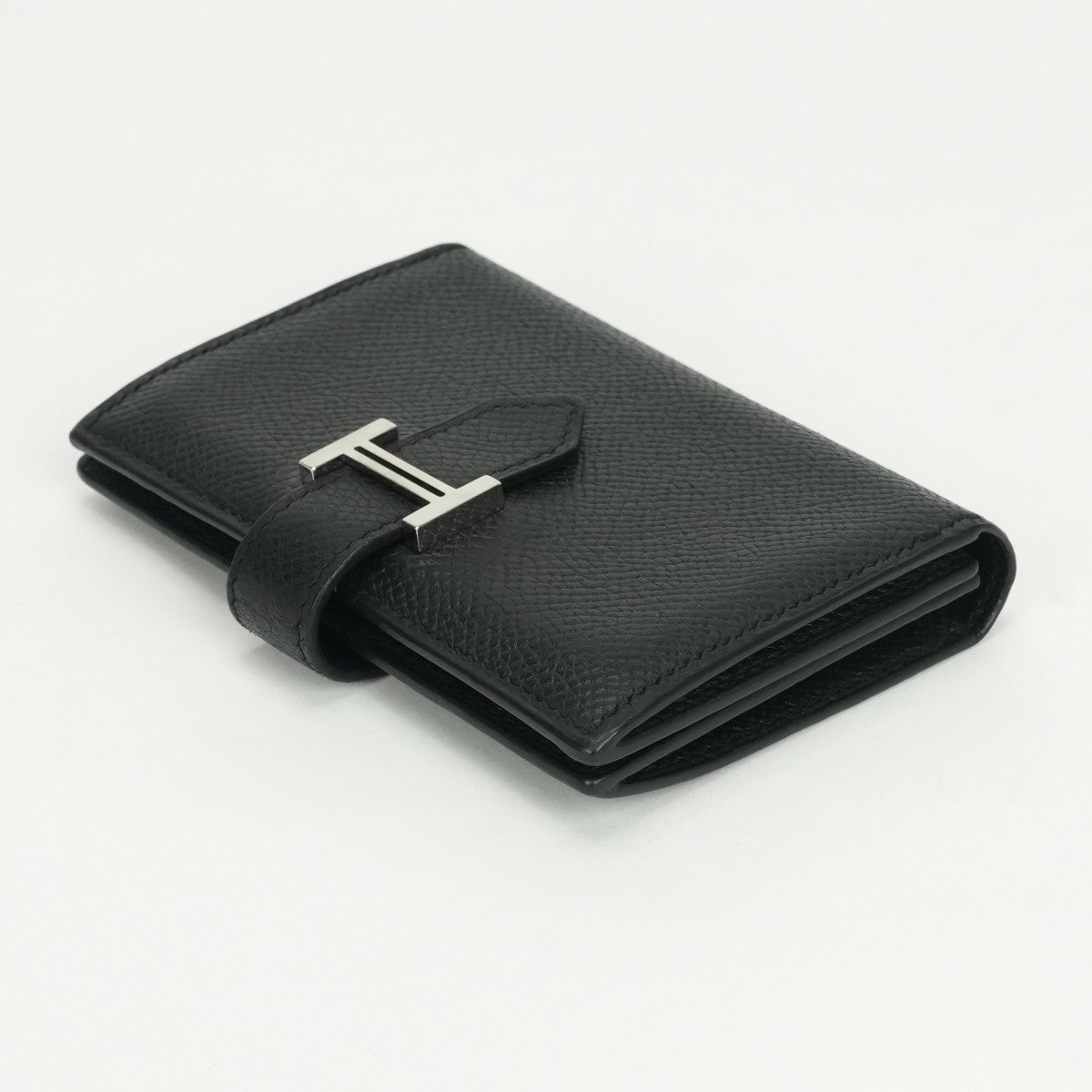 エルメス HERMES ベアンミニ ベアン ミニ 財布 二つ折り財布 ミニ財布 ミニウォレット エプソン ノワール　noir ブラック 黒 シルバー金具 ヴォーエプソン コンパクト財布 ミニ財布