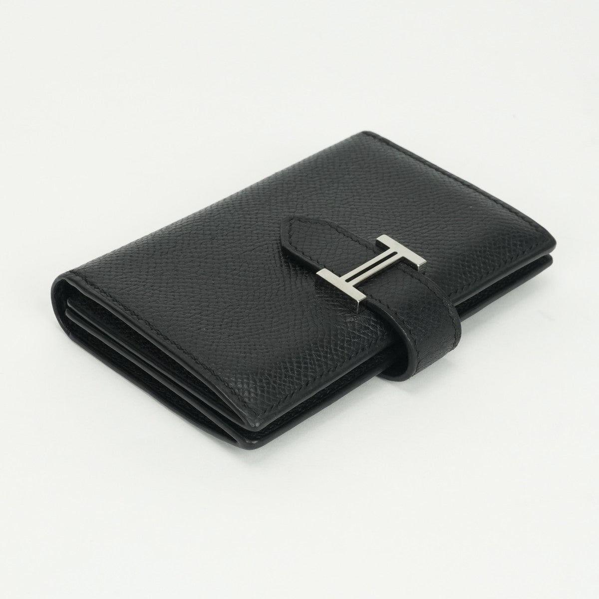 エルメス HERMES ベアンミニ ベアン ミニ 財布 二つ折り財布 ミニ財布 ミニウォレット エプソン ノワール　noir ブラック 黒 シルバー金具 ヴォーエプソン コンパクト財布 ミニ財布