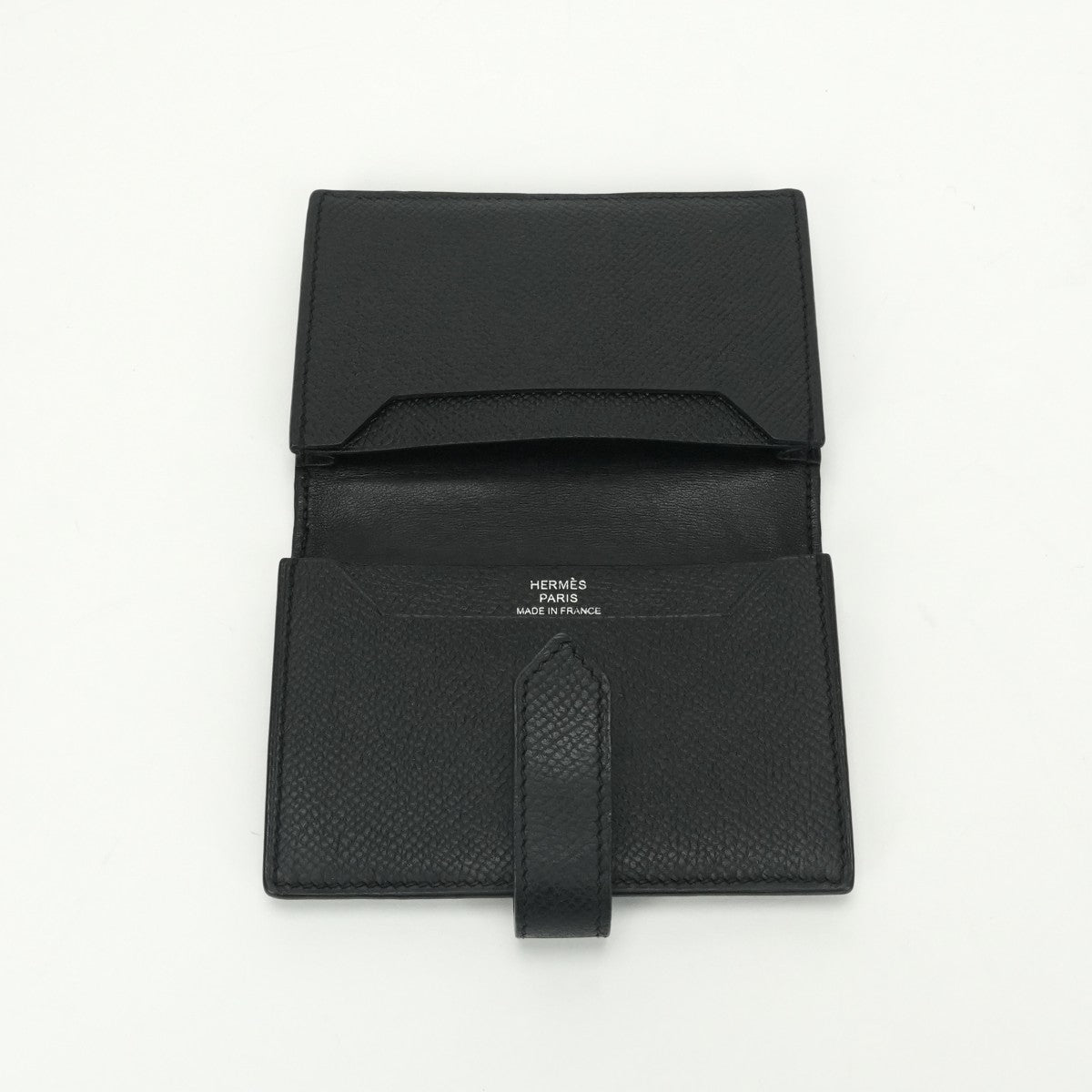 エルメス HERMES ベアンミニ ベアン ミニ 財布 二つ折り財布 ミニ財布 ミニウォレット エプソン ノワール　noir ブラック 黒 シルバー金具 ヴォーエプソン コンパクト財布 ミニ財布